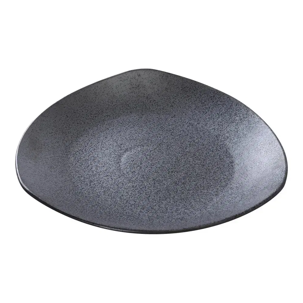 Yanco DB-212 Diamond Black 12" Triangular Plate in Black Chinaware with Matte Glaze