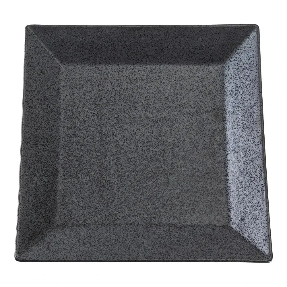 Yanco DB-508 Diamond Black 8" Square Plate in Black Chinaware with Matte Glaze