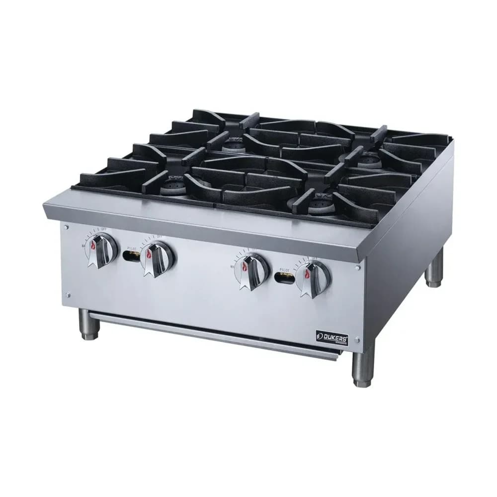 Dukers Countertop Gas Range, Stainless Steel/Silver, 1-Year Warranty