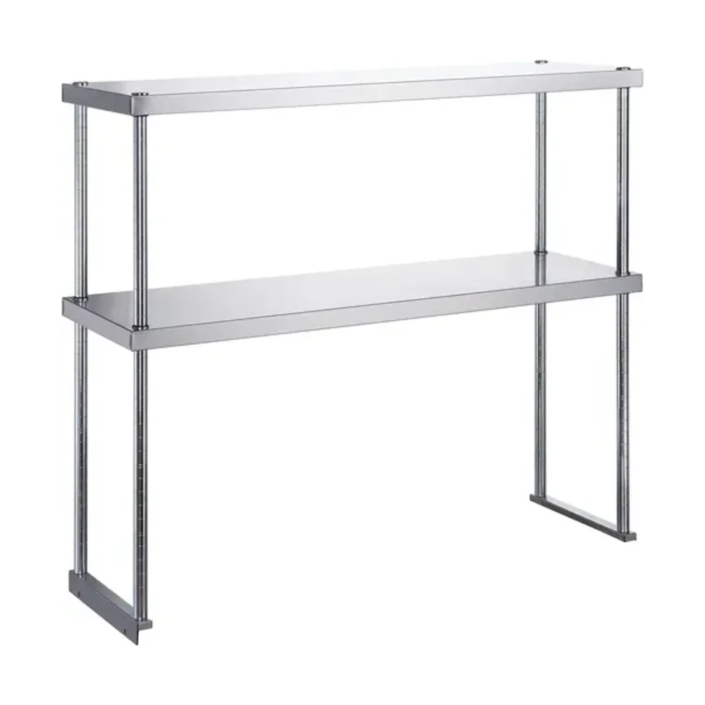 Dukers 49 5/8" Double Overshelf Tabletop Shelving, Stainless Steel, 20 Gauge, ETL Sanitation Listed