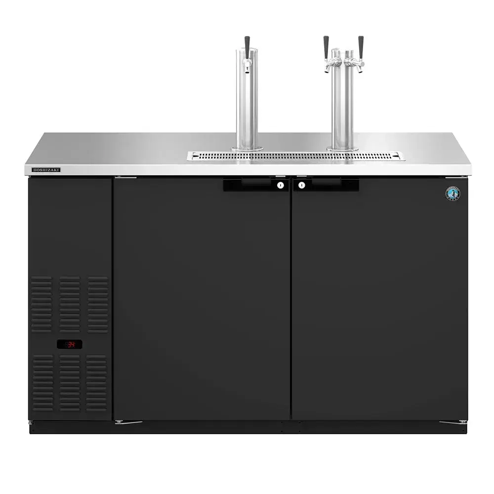 Hoshizaki DD59 59.5" DD Series Black Kegerator Beer Dispenser with 2 Keg Capacity, 2 Columns, 115v