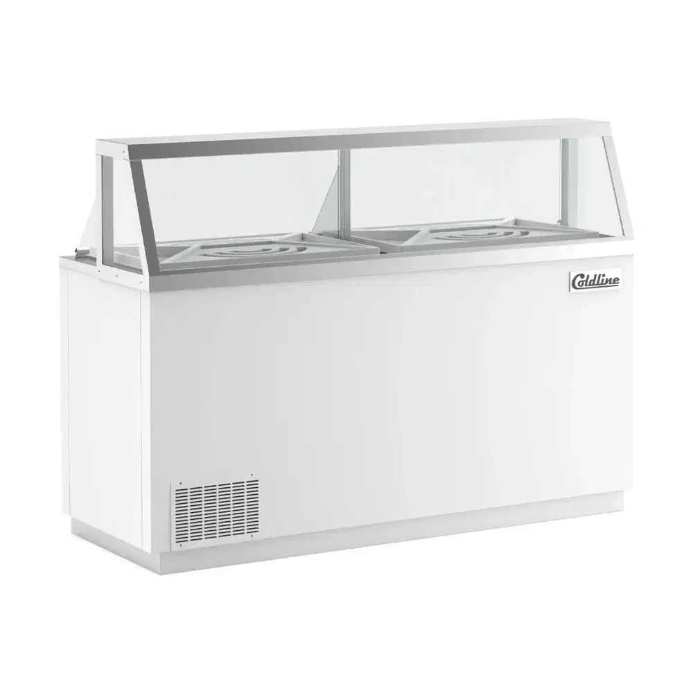 Coldline 68" Ice Cream Dipping Cabinet Freezer with 12 Tubs Capacity, 1 Year Warranty