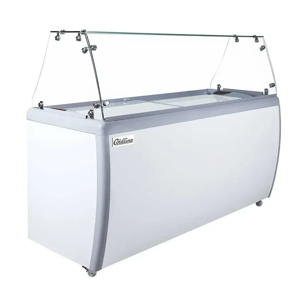 Coldline 71" Ice Cream Dipping Cabinet Freezer with 12 Tubs Capacity, 1 Year Warranty