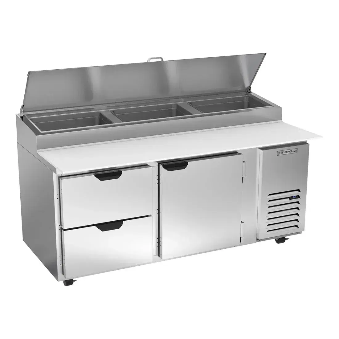 Beverage-Air DPD72HC-2 Hydrocarbon Series 72" Pizza Prep Table, 2 Drawer, 1 Door