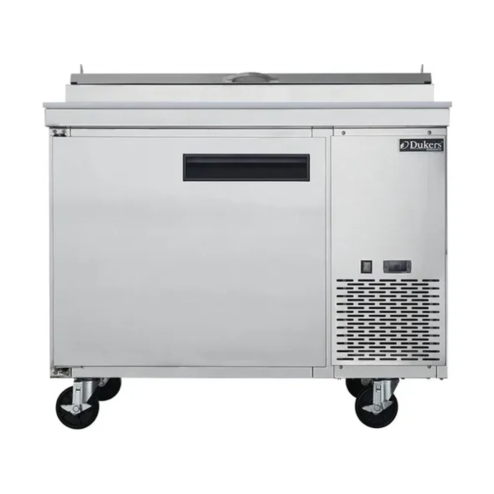 Dukers 44" Pizza Prep Table, 1-Door, Stainless Steel, 115V, 5-Year Warranty