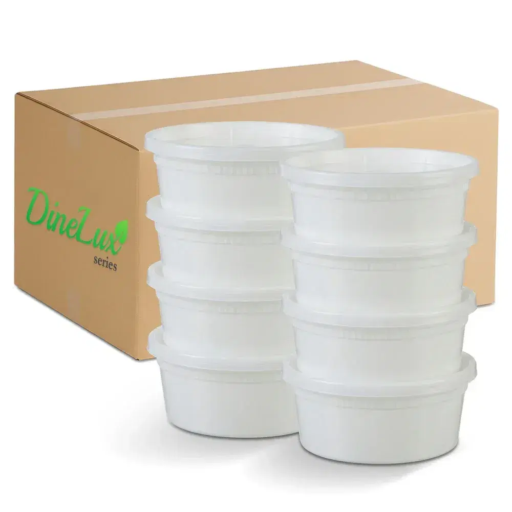 Dinelux Series 8 oz Deli Container, Heavy Duty, Clear, 240/Case