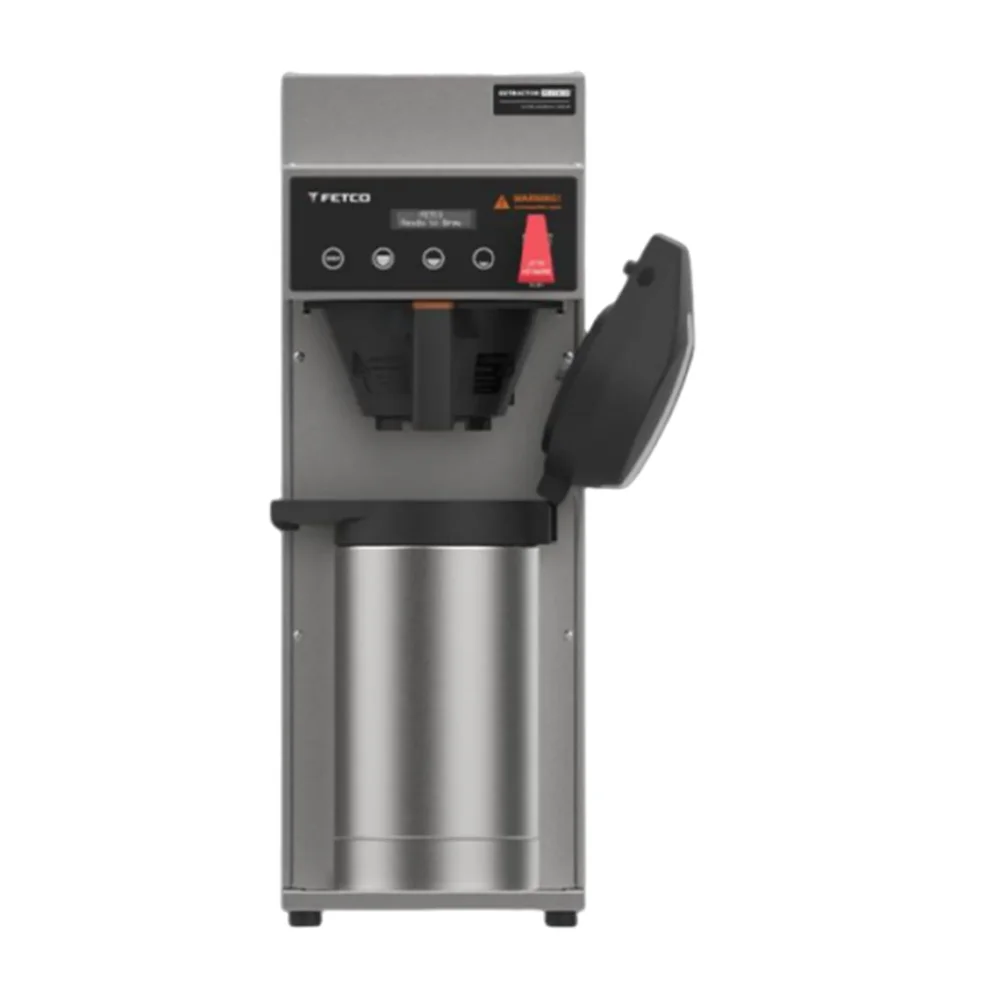 Fetco E1221US-1A117-PM001 Single Automatic Airpot Brewer with 3 1/2 oz Plastic Brewing Basket, Stainless Steel, 120V, 4.4 Gallon/hr