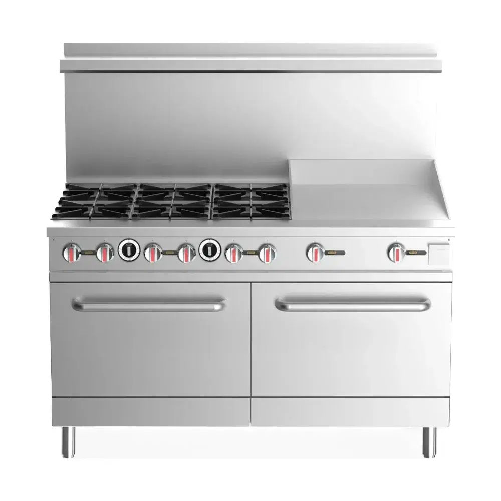 Prepline 60" Gas Range, 24" Griddle & 2 Oven, 6 Burners, Natural Gas - 280,000 BTU