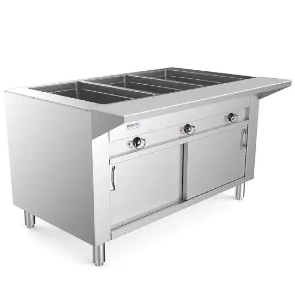 Prepline 48" Electric Hot Food Steam Table, 3 Sealed Well, Enclosed Base, 1500W, 120V