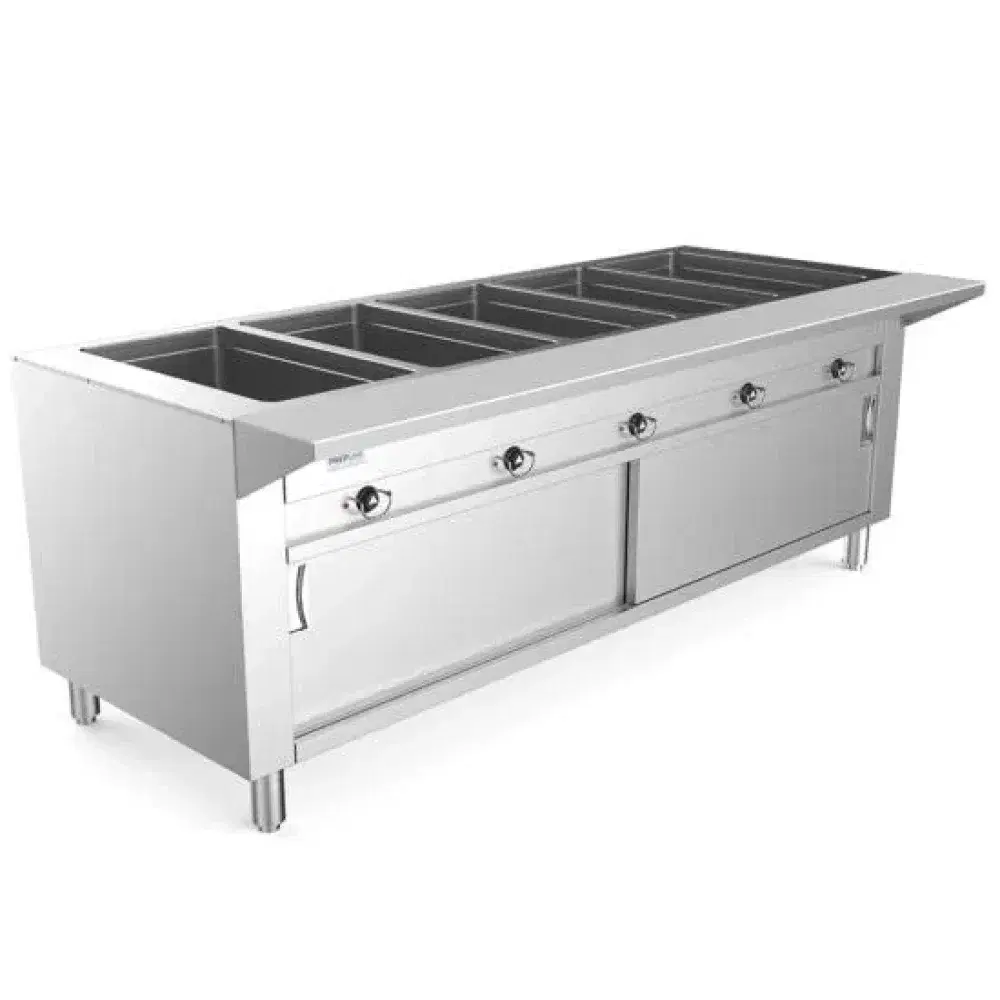 Prepline 74" Electric Hot Food Steam Table, 5 Sealed Well, Enclosed Base, 3750W, 240V