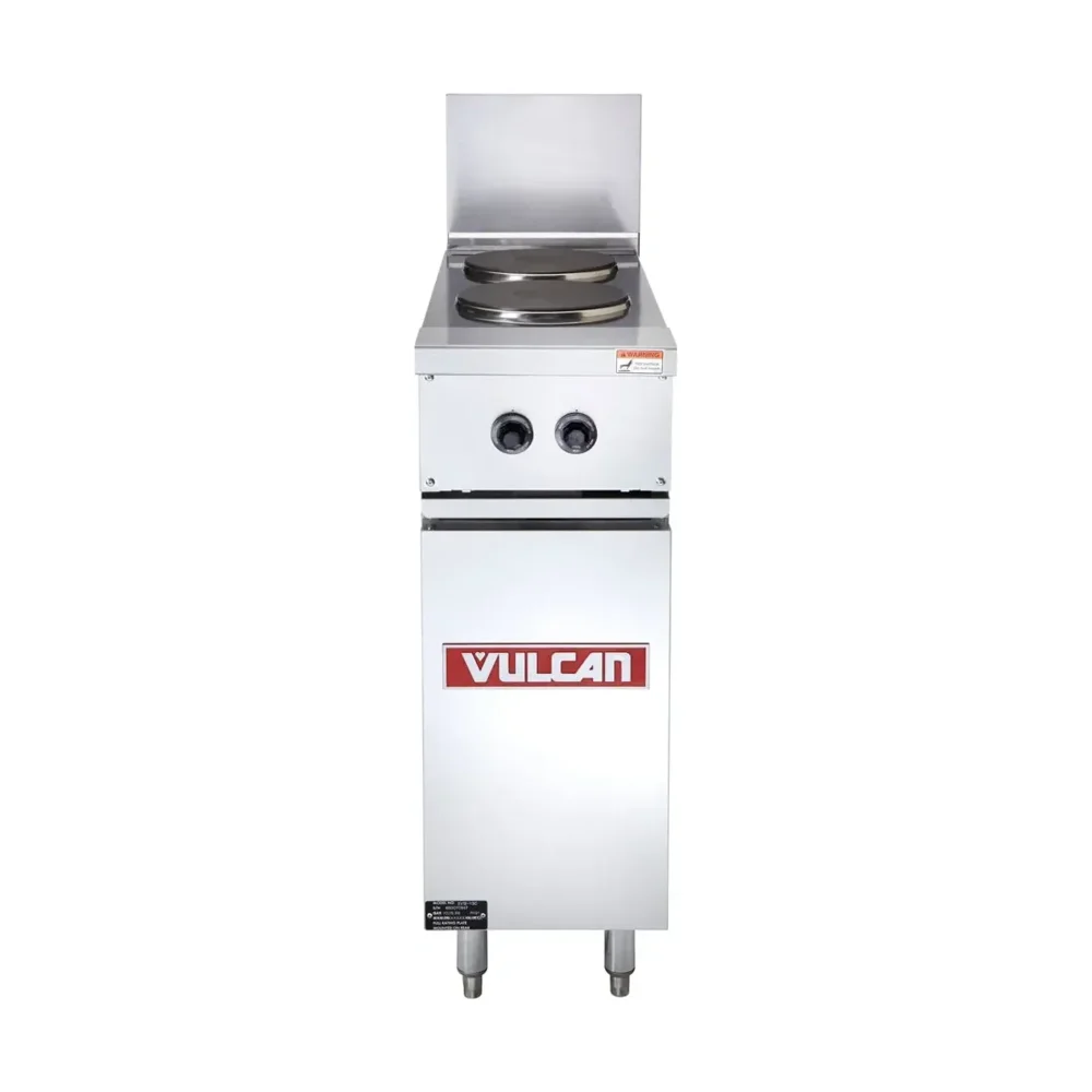 Vulcan EV12-2FP240 12" Electric Restaurant Range, 2 French Plates, Stainless Steel, One Year Limited Parts and Labor Warranty, 240V
