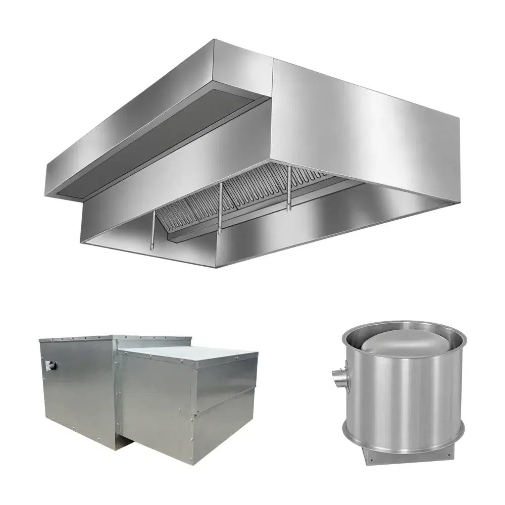 FumeGuard Series 12' Wall Mounted Grease Hood System with Supply Plenum, Exhaust & Supply Fans, Stainless Steel - Heavy-Duty
