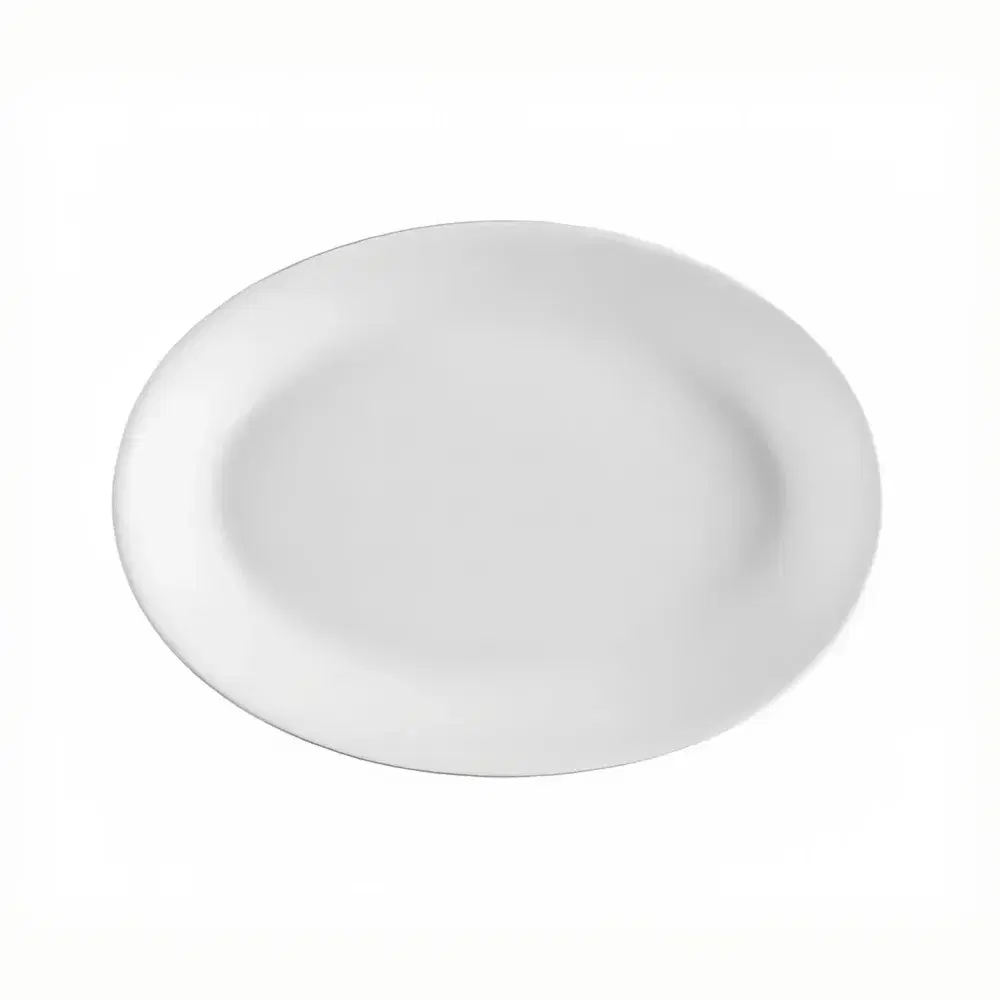 CAC China FR-13 11 1/2" Oval European White Rolled Edge Platter, Franklin