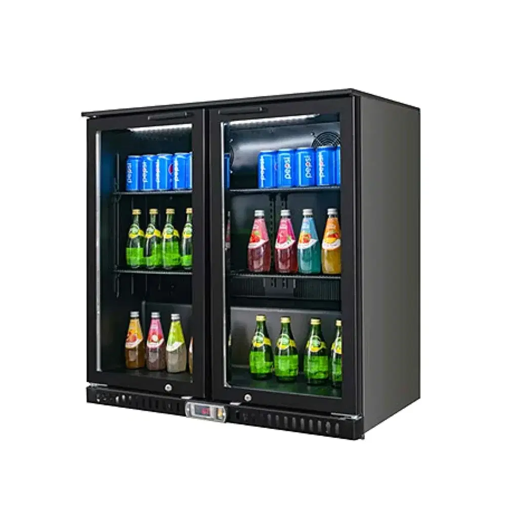 Frigomax Series 35" Back Bar Cooler, 2 Swing Glass Doors, Black Coated Steel, 1 Year Warranty