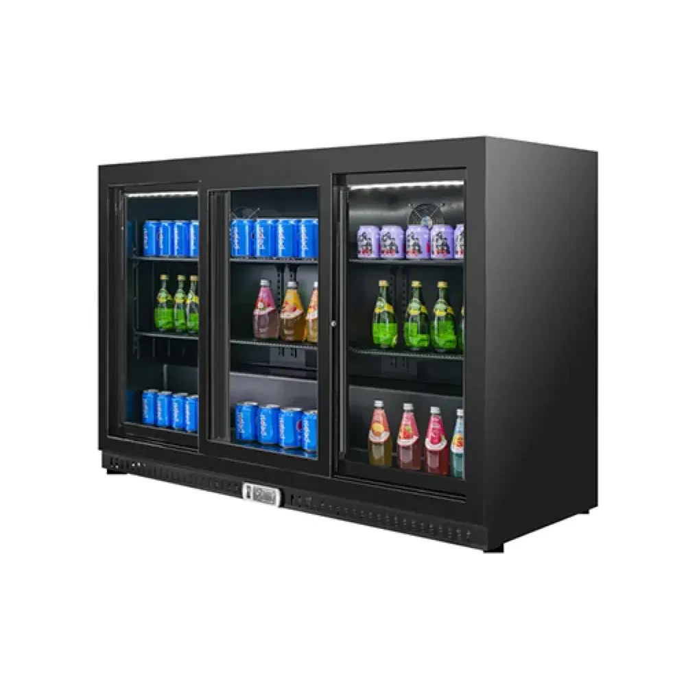 Frigomax Series 53" Back Bar Cooler, 3 Sliding Glass Doors, Black Coated Steel, 1 Year Warranty