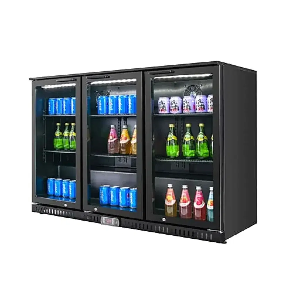 Frigomax Series 53" Back Bar Cooler, 3 Swing Glass Doors, Black Coated Steel, 1 Year Warranty