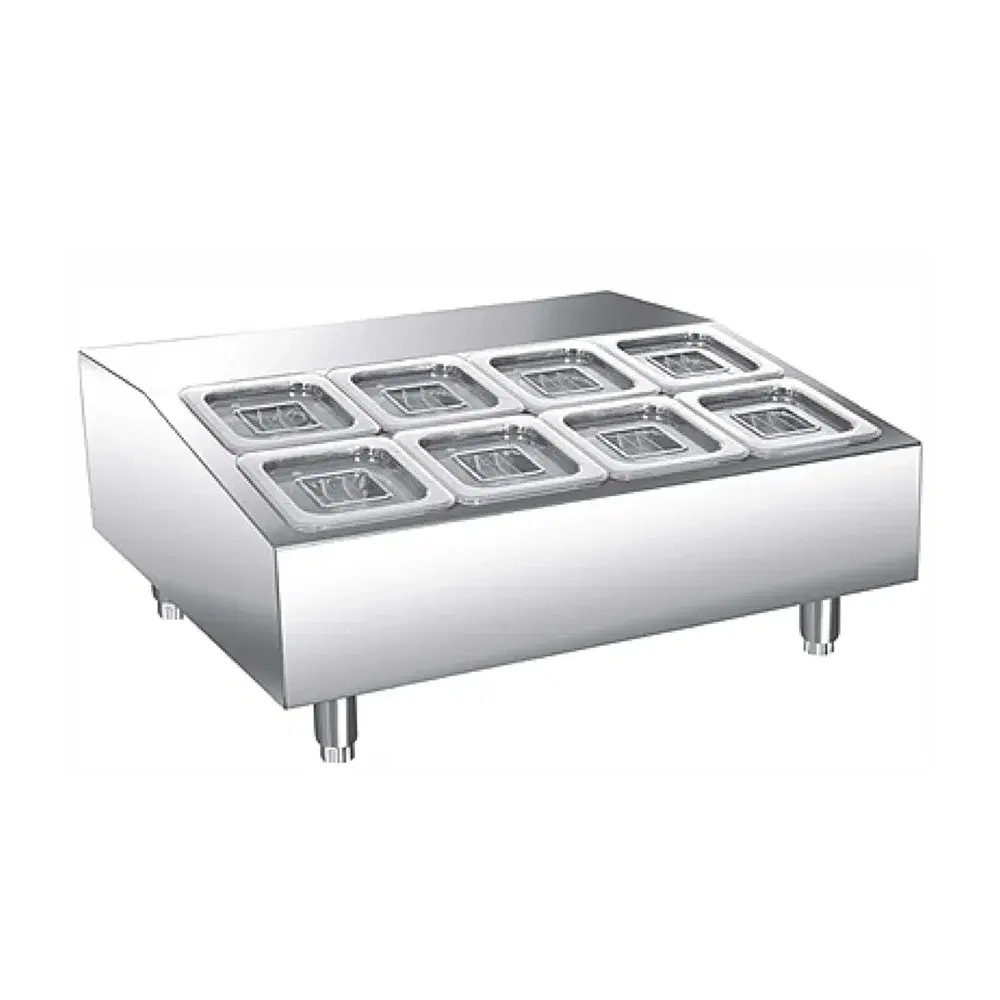 Frigomax Series 28" Refrigerated Countertop Topping Unit, Holds (8) 1/6 Pans, Stainless Steel, 1 Year Warranty
