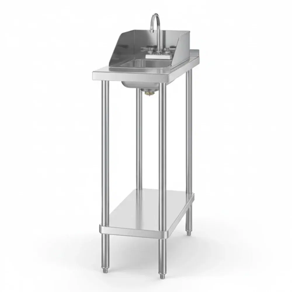 30" x 15" 18 Gauge Filler Table with Drop-In Sink and Faucet, 304 Stainless Steel