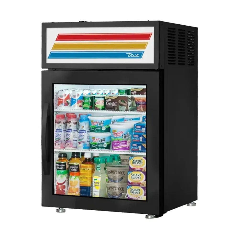 True GDM-05-HC~FGD01 24" Countertop Merchandiser Refrigerator, Glass Door, Black, 115V, 7 Year Warranty