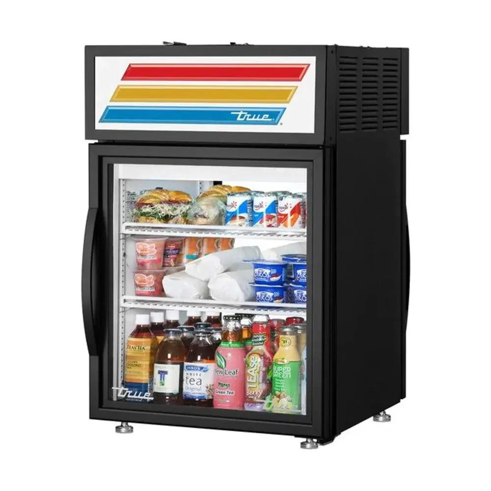 True GDM-05PT-HC~FGD01 24" Countertop Merchandiser Refrigerator, Glass Door, Black, 115V, 7 Year Warranty