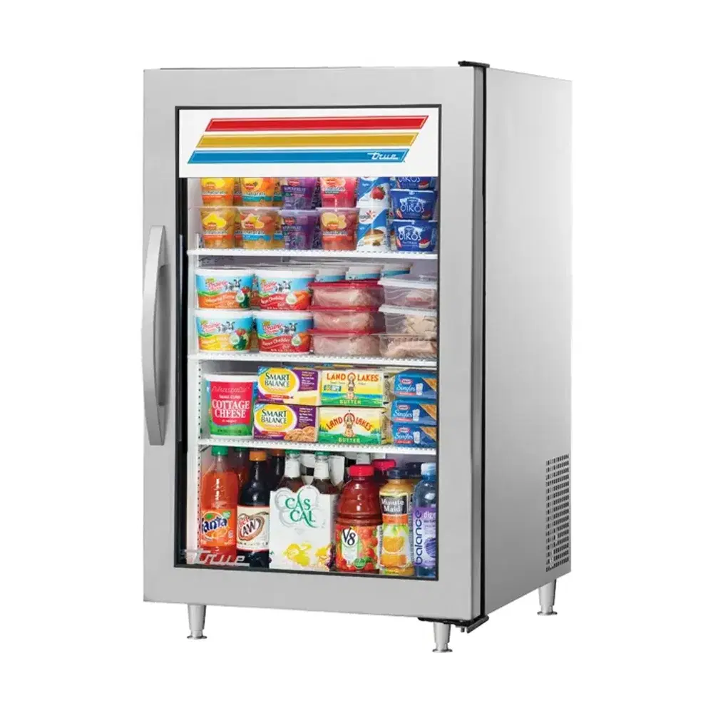 True GDM-07-S-HC~FGD01 24" Countertop Merchandiser Refrigerator, Glass Door, Silver, 115V, 7 Year Warranty