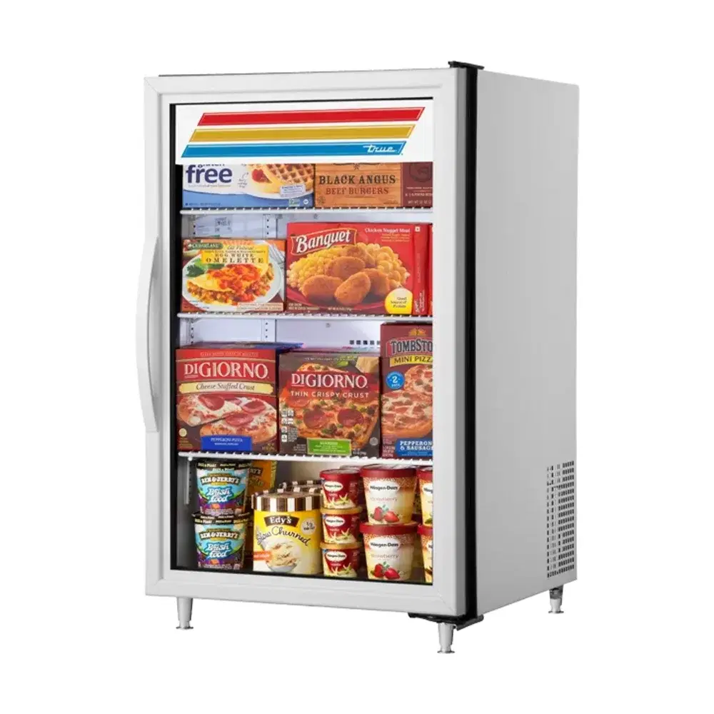 True GDM-07F-HC~TSL01 24" Glass Door Merchandising Freezer, 1 Swing Door, Black, 115V, 7 Year Warranty