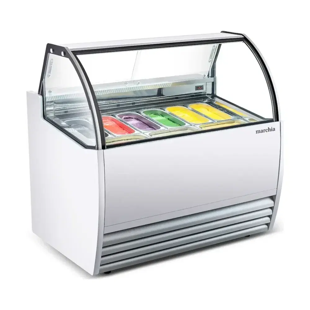 Marchia 51" Gelato / Ice Cream Dipping Cabinet Display Freezer with 9 Pans, 1 Year Warranty