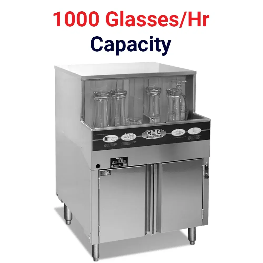CMA Dishmachine GL-C Low Temperature Chemical Sanitizing Undercounter Glasswasher with ScrapTrap, 1 Phase, 220V, 60Hz