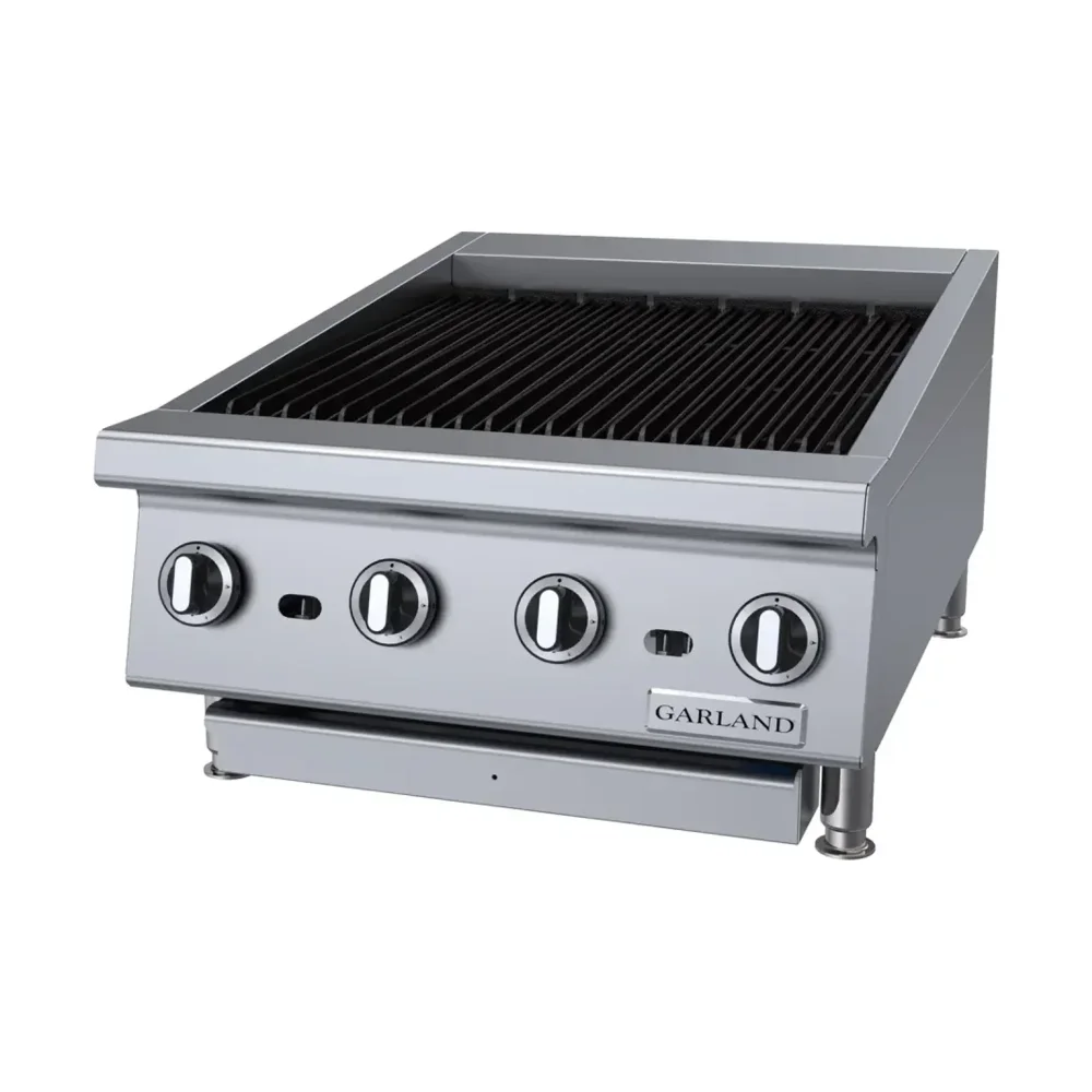 Garland GTBG24-NR24 24" Countertop Gas Charbroiler, Non-Adjustable Cast Iron Grates, Liquid Propane