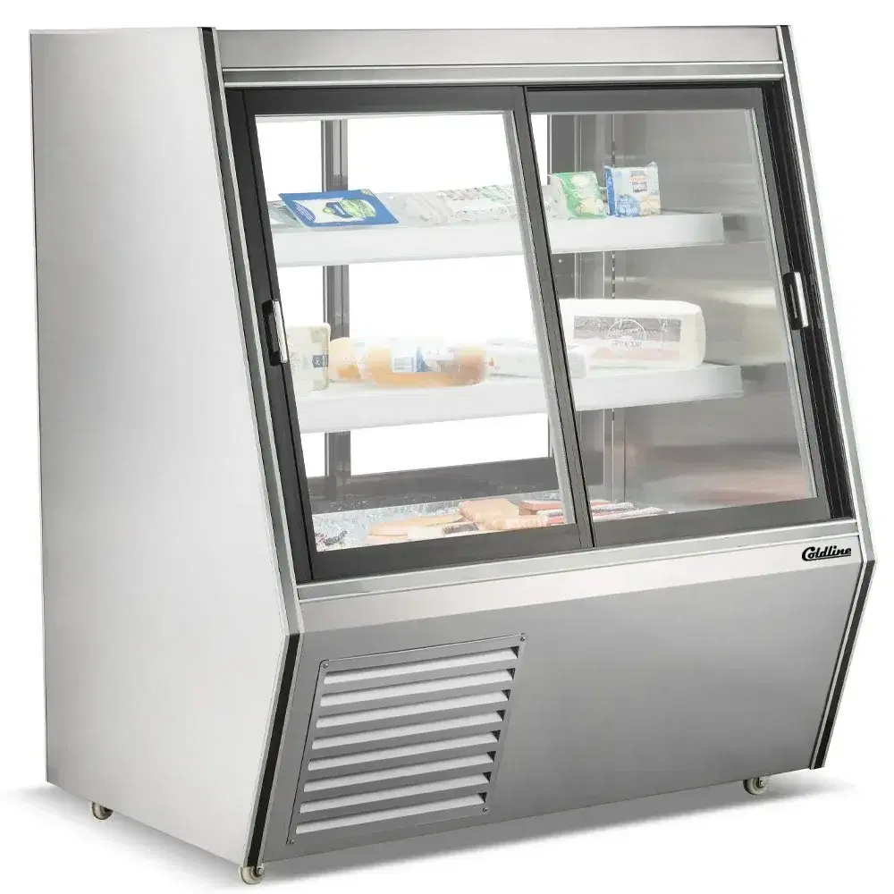Coldline 48" Refrigerated High Meat Deli Case, Front and Rear Sliding Glass Doors, 1 Year Warranty