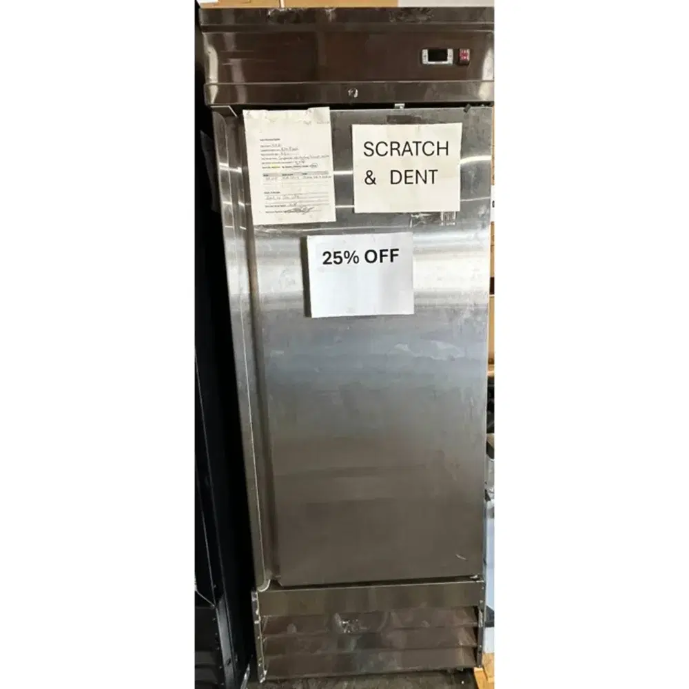 Used 32" Reach-In Freezer, 1 Solid Door, Stainless Steel, 1 Year Warranty