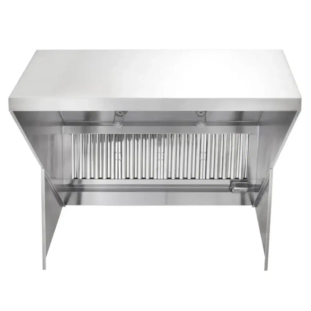 KitchenCore Series 16 ft Commercial Kitchen Hood System Type 1 with Fire Suppression, 48" Deep, 18-Gauge, Stainless Steel, 1.5 HP, Roof Mounted