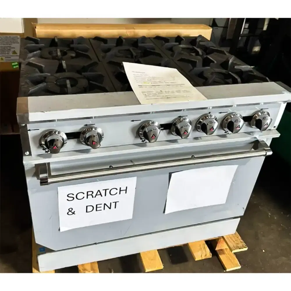 Used 36" Commercial Gas Range, 6 Open Burners and 1 Oven, Natural Gas, 1 Year Warranty