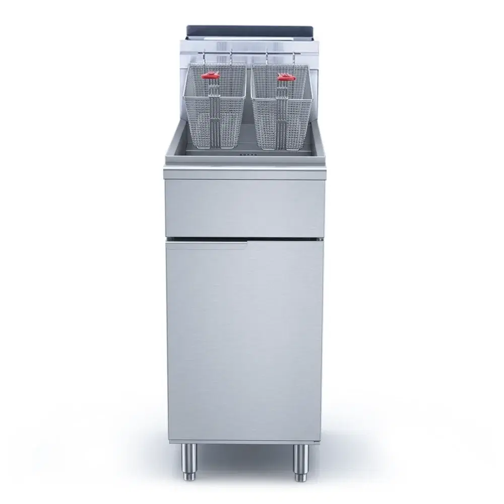 KitchenCore Series Commercial Gas Fryer, 3 Tube Burners, Liquid Propane, 40 lbs Oil Capacity, 90,000 BTU