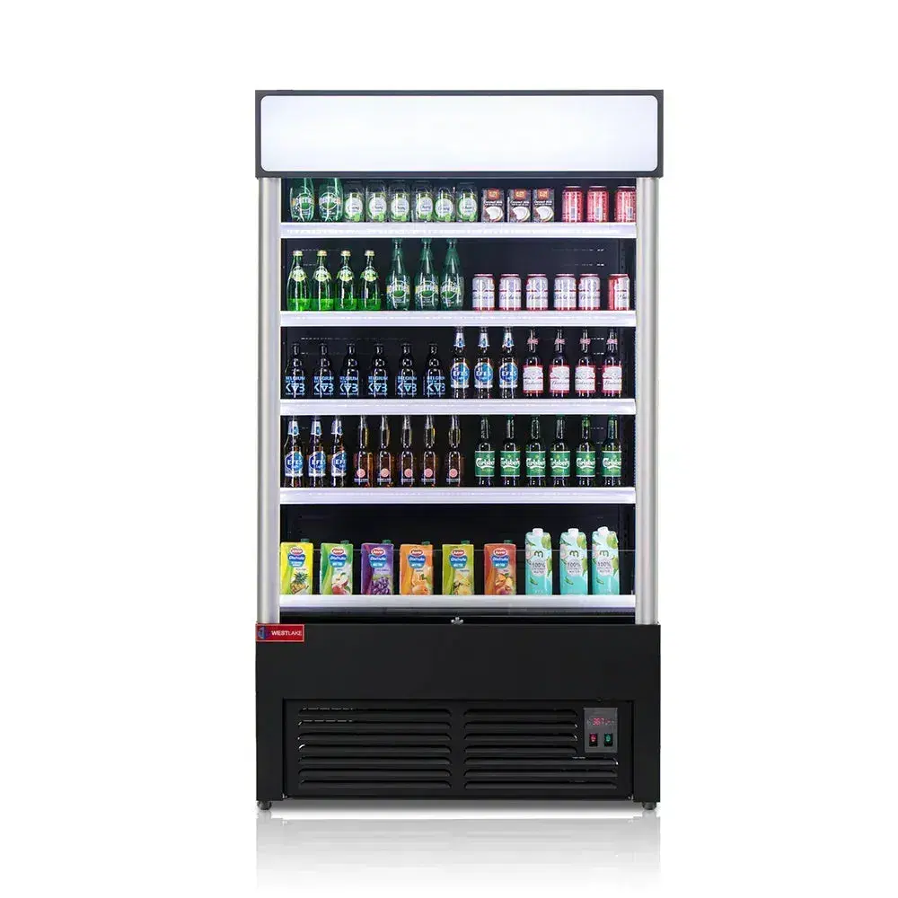 Platinum Frost Series 45.7" Commercial Refrigerated Air Curtain Merchandiser, 20.3 Cu.ft, Single Door, Black, 33°F to 39°F