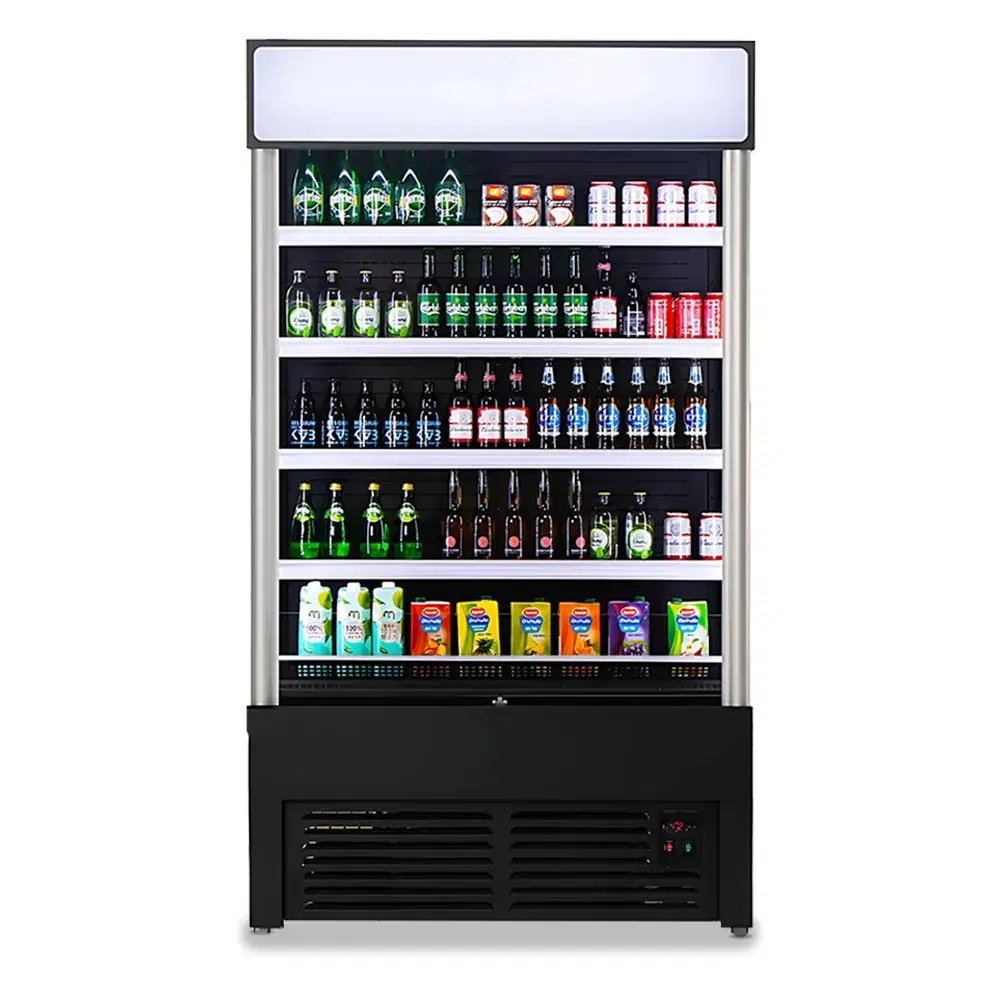 Platinum Frost Series 46" Commercial Refrigerated Air Curtain Merchandiser, 24 Cu.ft, Single Door, Black, 33°F to 39°F