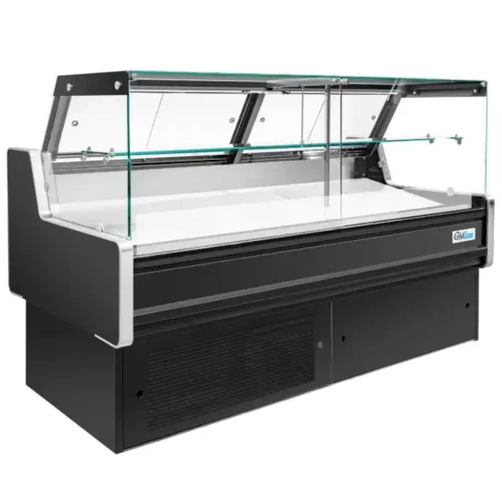 Coldline 48" Refrigerated Fish Display Case, Flat Straight Glass, Ice Bin and Drain, 1 Year Warranty