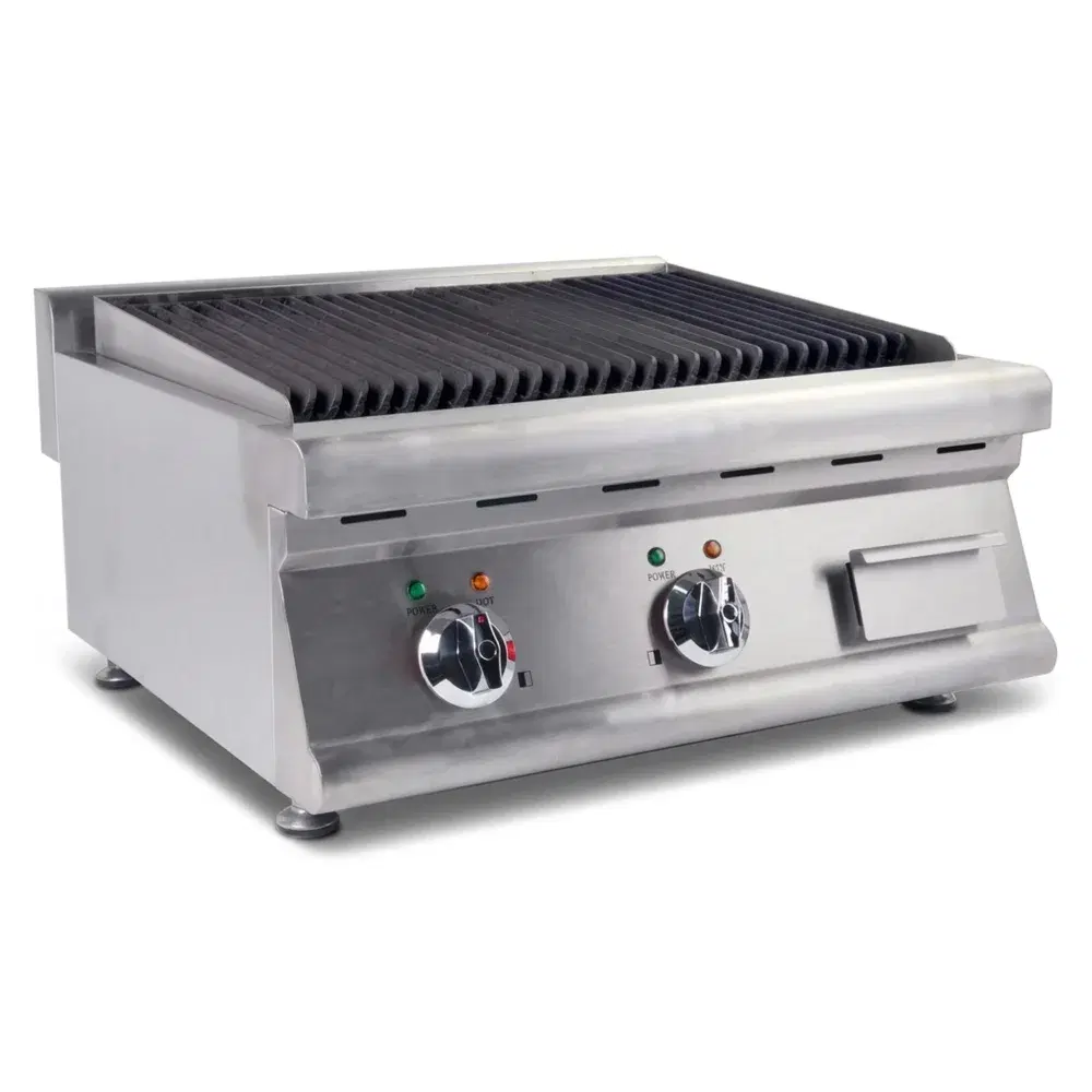 ProKitchen Series 26" Countertop Electric Lava Rock Charbroiler, 2 Burners, 7200W, 220V