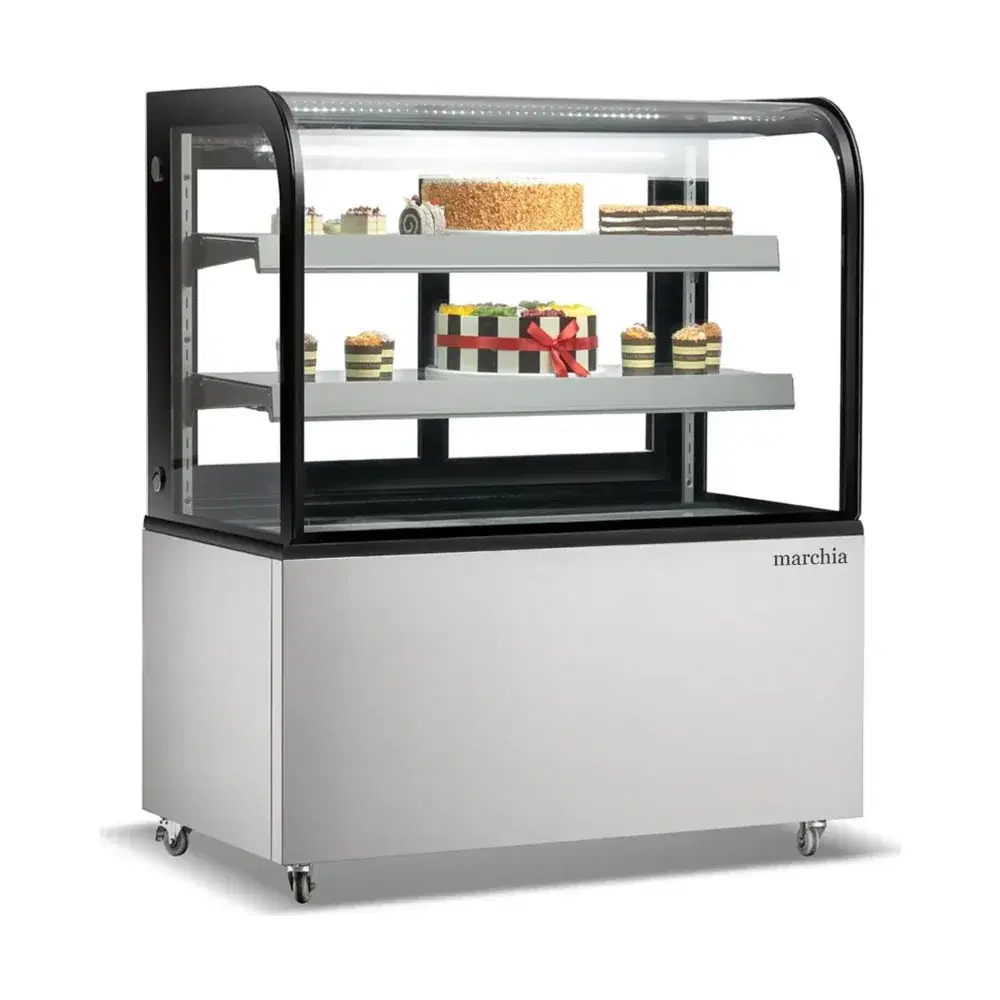 Marchia 36" Stainless Steel Curved Glass Refrigerated Bakery Display Case, 110-120V