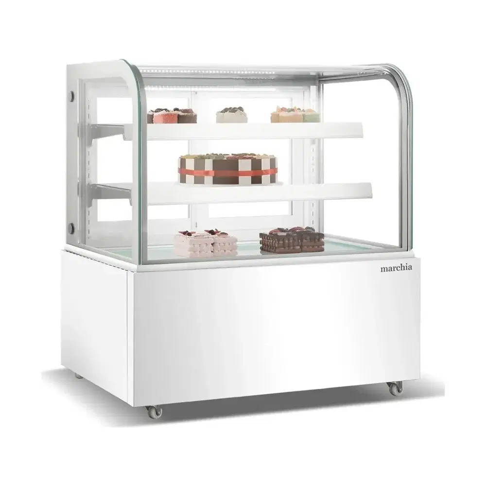 Marchia 48" White Curved Glass Refrigerated Bakery Display Case, 110-120V
