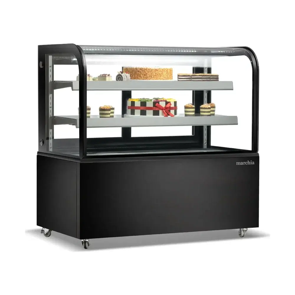 Marchia 48" Stainless Steel Curved Glass Refrigerated Bakery Display Case, 110-120V