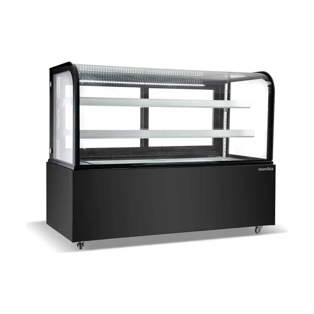 Marchia 60" Black Curved Glass Refrigerated Bakery Display Case, 110-120V