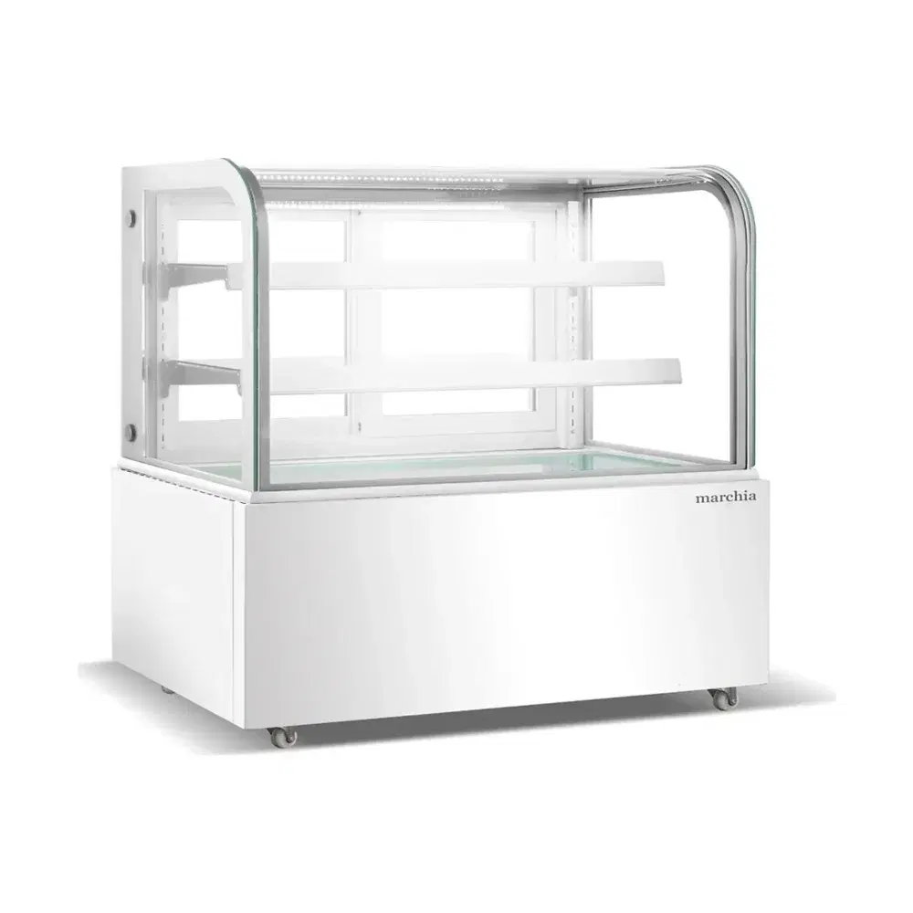 Marchia 60" White Curved Glass Refrigerated Bakery Display Case, 110-120V