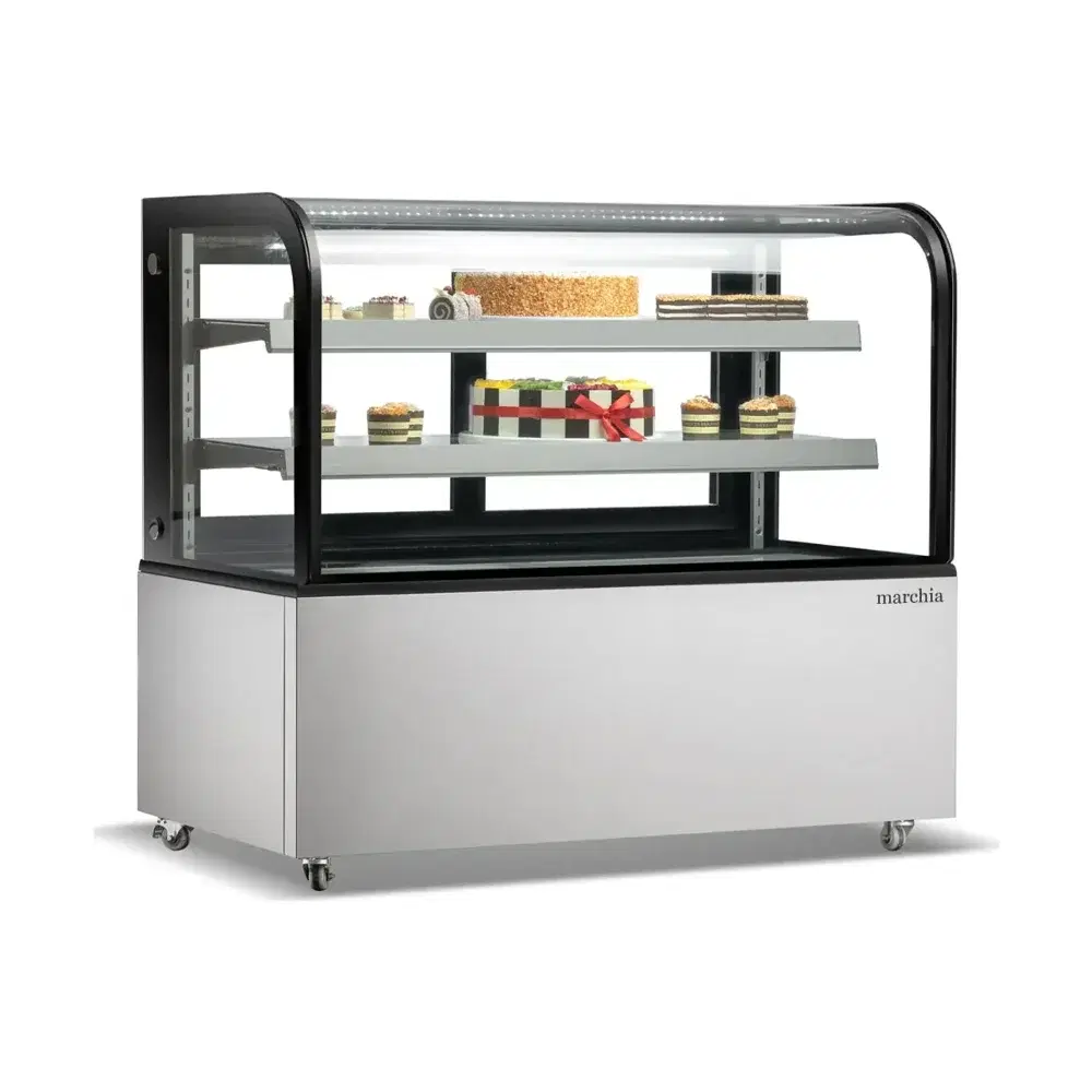 Marchia 60" Stainless Steel Curved Glass Refrigerated Bakery Display Case, 110-120V