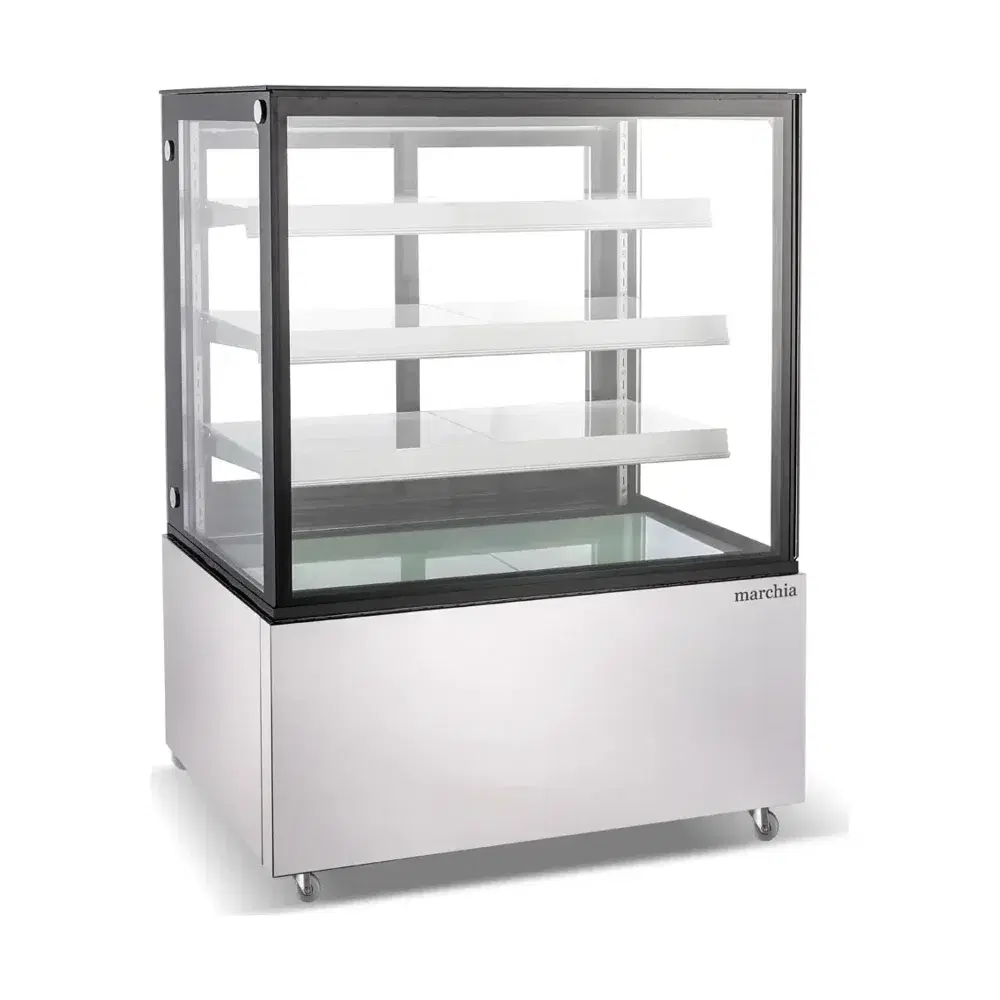 Marchia 36" Stainless Steel Straight Glass Refrigerated Bakery Display Case, 110-120V