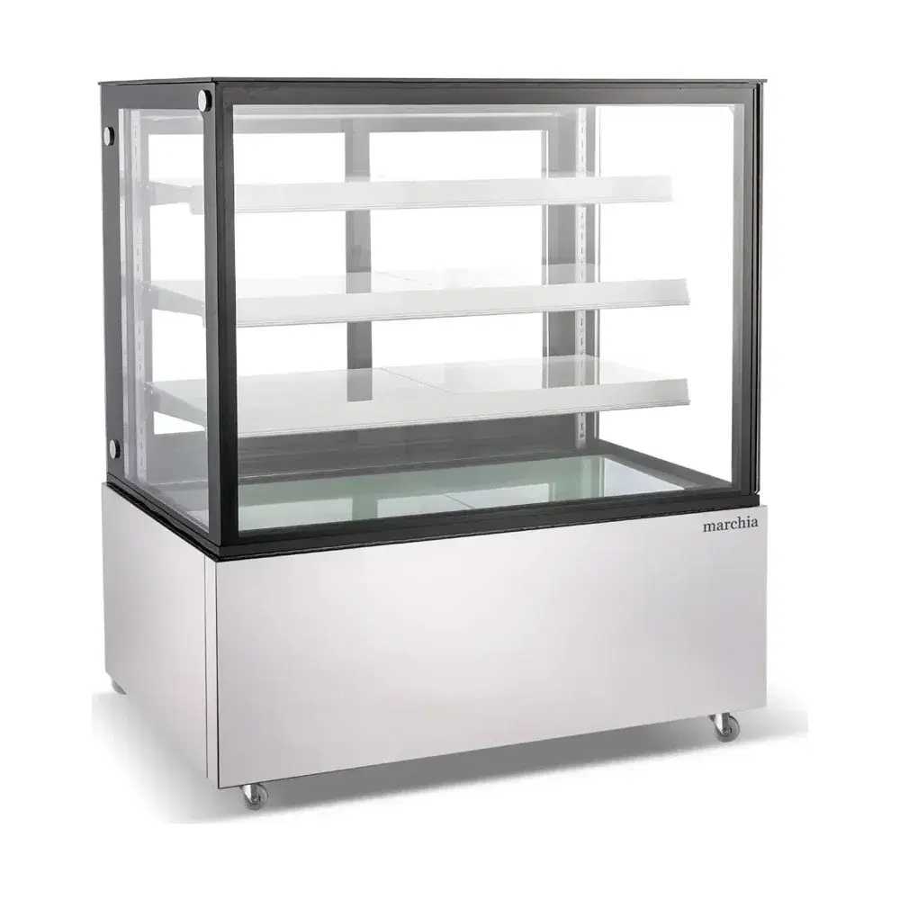 Marchia 48" Stainless Steel Straight Glass Refrigerated Bakery Display Case, 110-120V