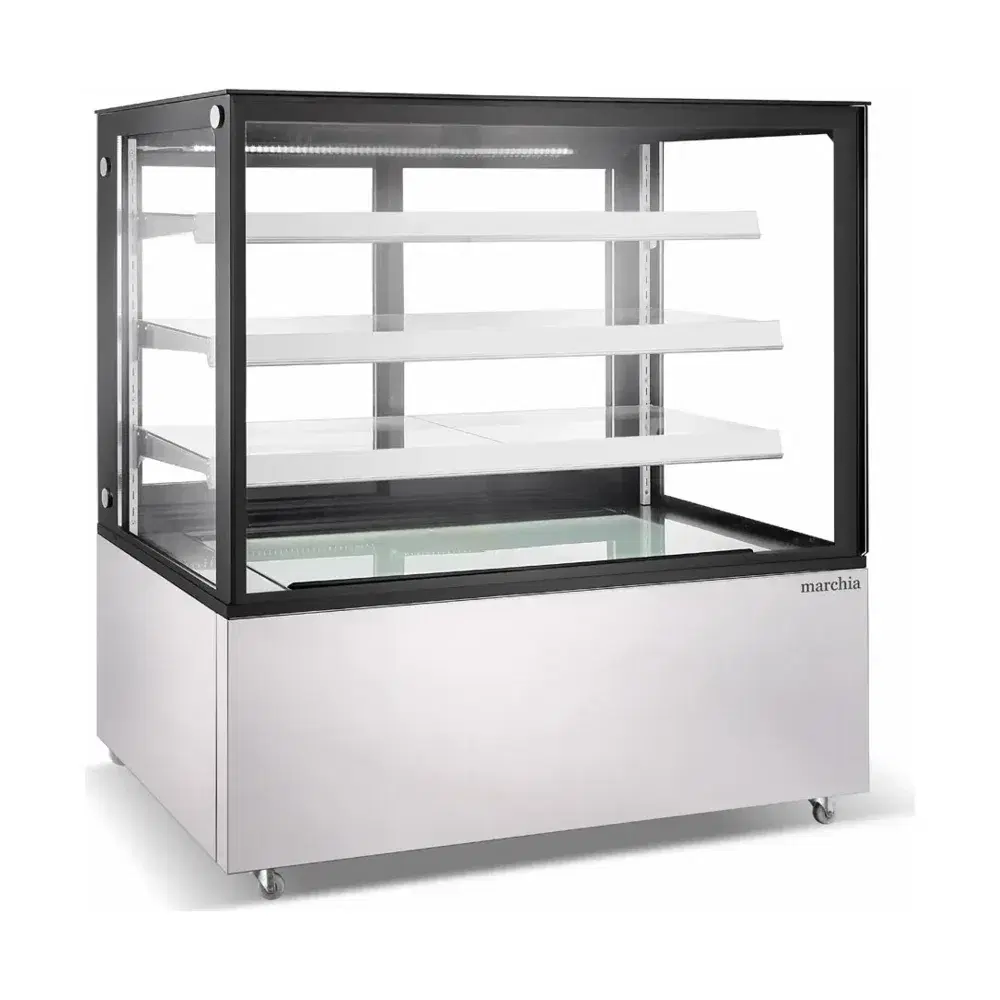 Marchia 60" Stainless Steel Straight Glass Refrigerated Bakery Display Case, 110-120V
