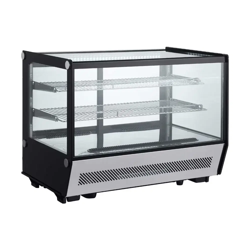 Marchia 36" Black Straight Glass Refrigerated Bakery Display Case, 110V