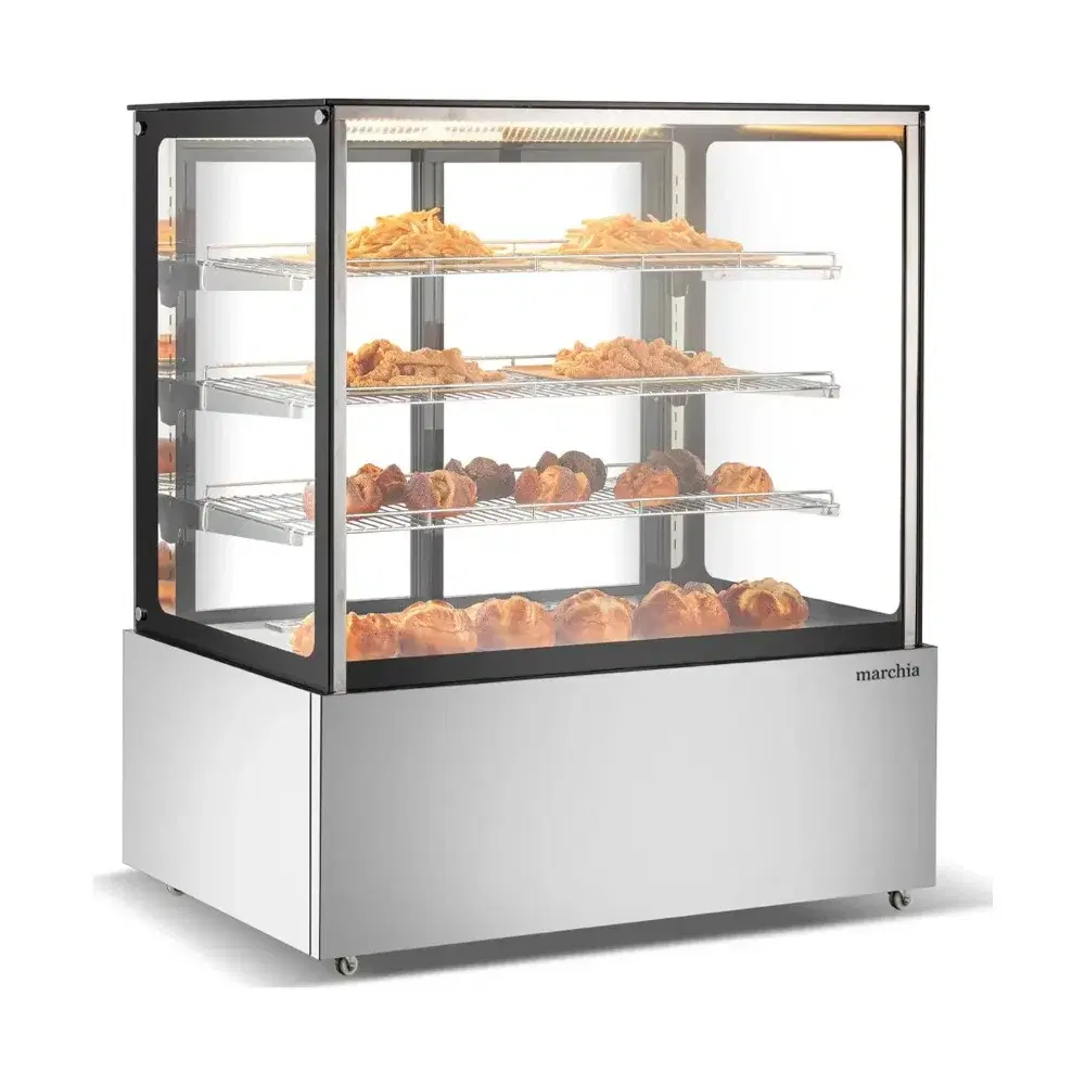Marchia 48" Stainless Steel Straight Glass Heated Warming Display Case, 110V, 1 Year Warranty
