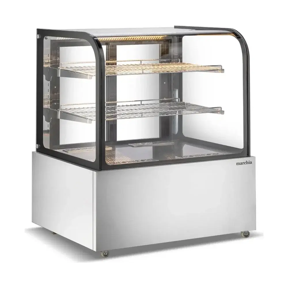 Marchia 48" Stainless Steel Curved Glass Heated Warming Display Case, 110V, 1 Year Warranty